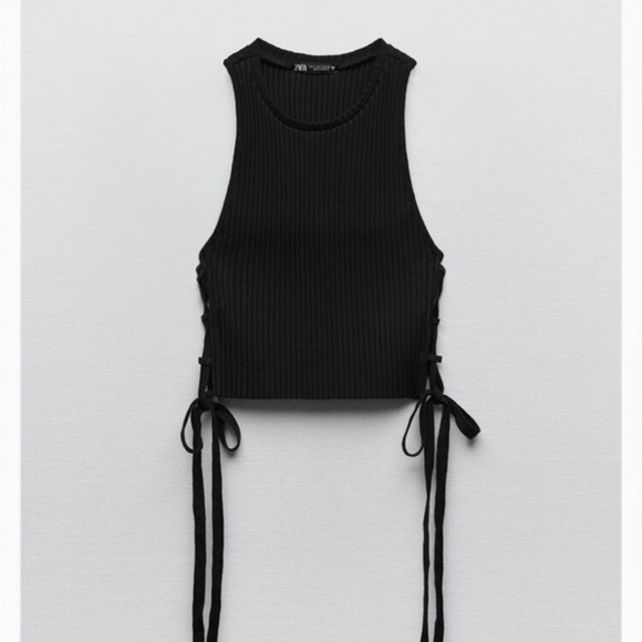 Zara ribbed lace up top NWOT - Picture 1 of 4